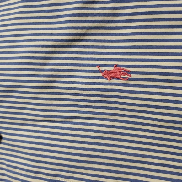 Ralph Lauren men's blue/white stripes "custom fit" button down long sleeve - Picture 2 of 7